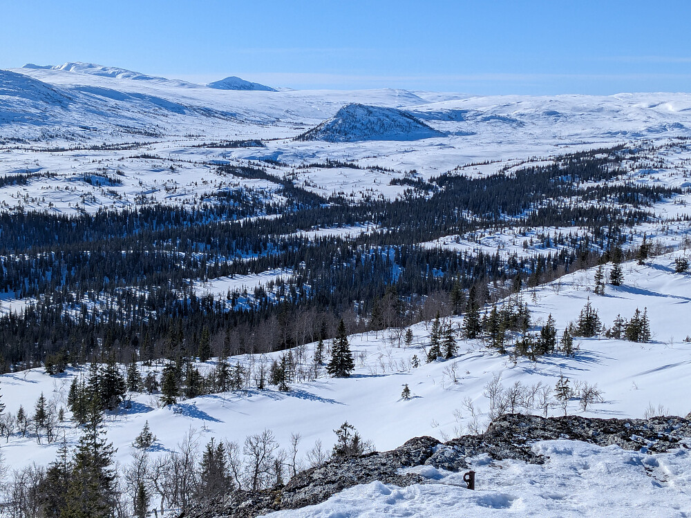 Utsikt fra Holdesliruet. Artig enslig fjell midt i bildet