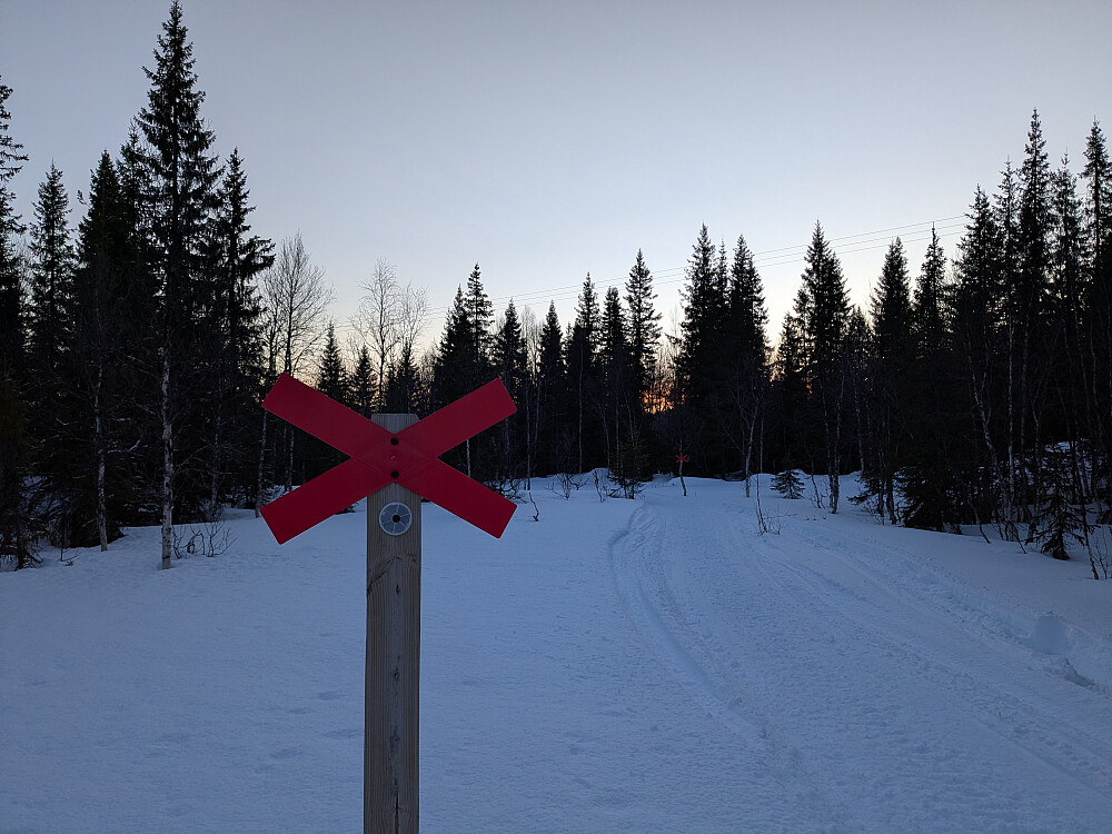 Scooterløypa tilbake mot parkeringa